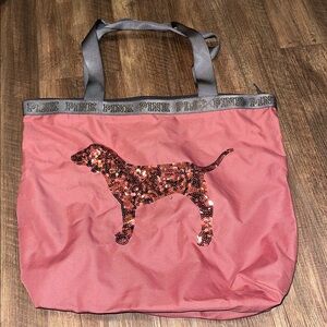 VS PINK‎ 2016 PINK SEQUINS DOG NYLON TOTE BAG FULL-ZIP